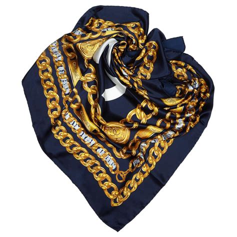 chanel blue chain link print scarf|Scarves — Fashion .